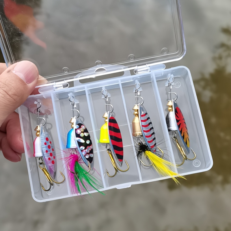 5-piece Set Metal Fishing Lure Set: Spinner Bait For Bass, Trout & Salmon -  Box Included