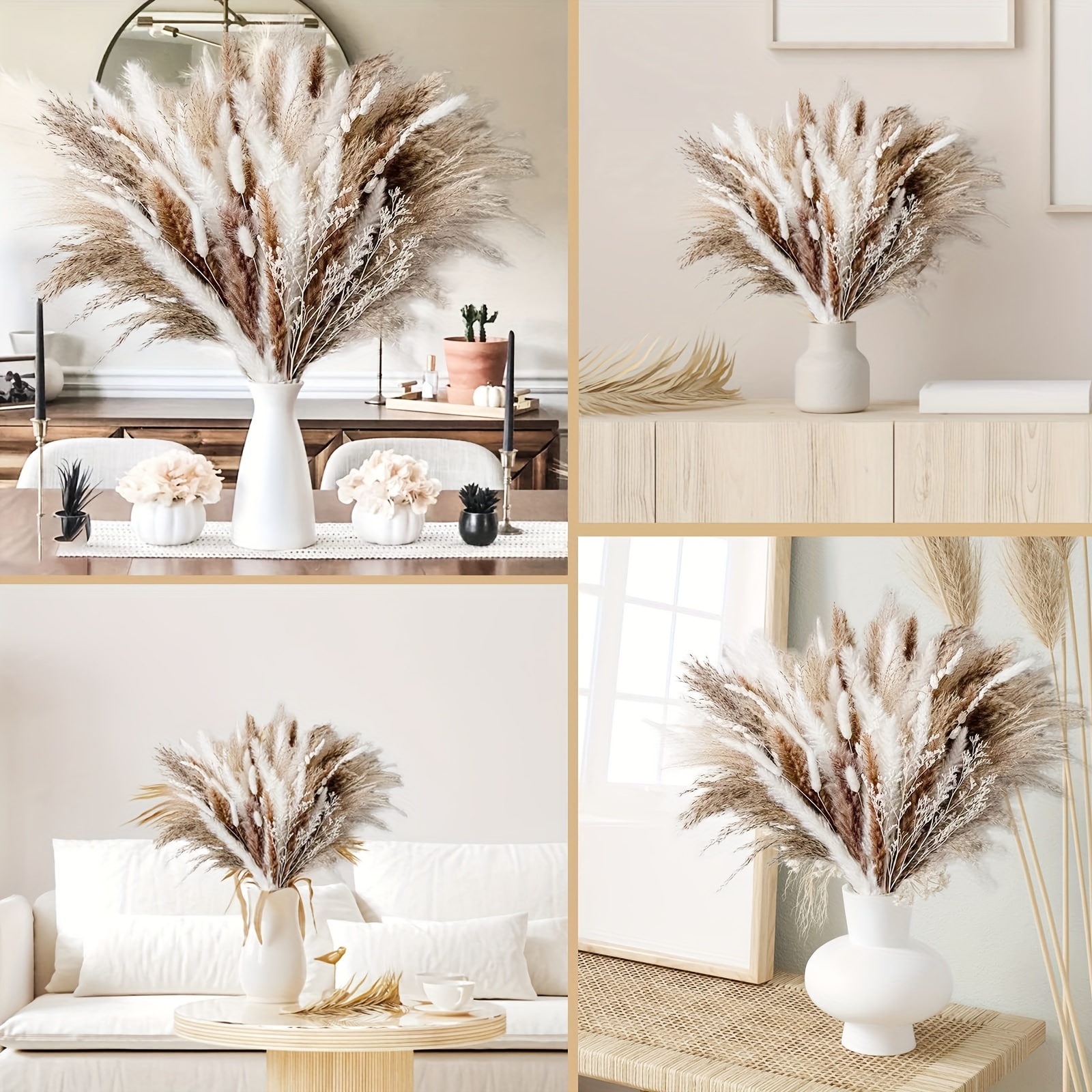 1 Ramo De Hierba De Las Pampas Seca Para Decoración De Mesa De Hogar Con  Flores Boho, Decoración Rústica De Fiesta En Granja Con Flores Secas De  Phrag