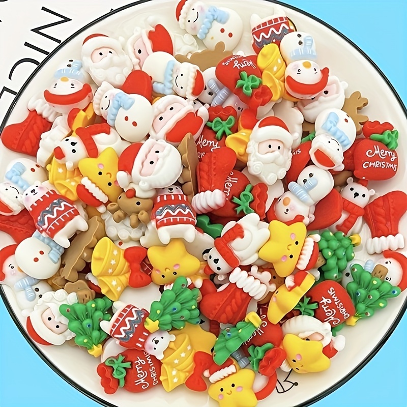 Christmas Craft Supplies Flat Back Buttons Christmas Resin Charms