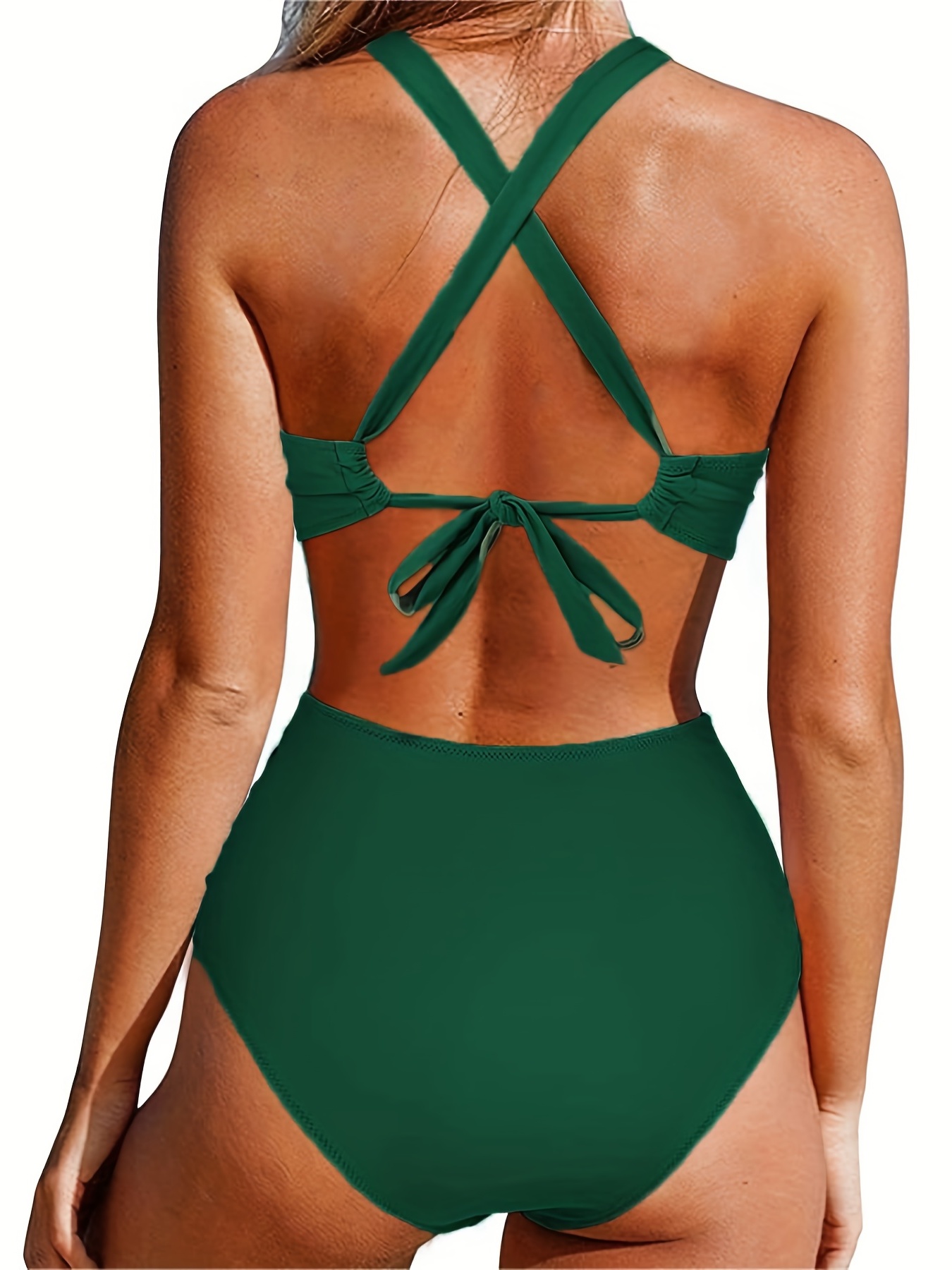 CUPSHE Women's One Piece Swimsuit Green Halter V Neck Cutout Bathing Suit :  : Clothing, Shoes & Accessories
