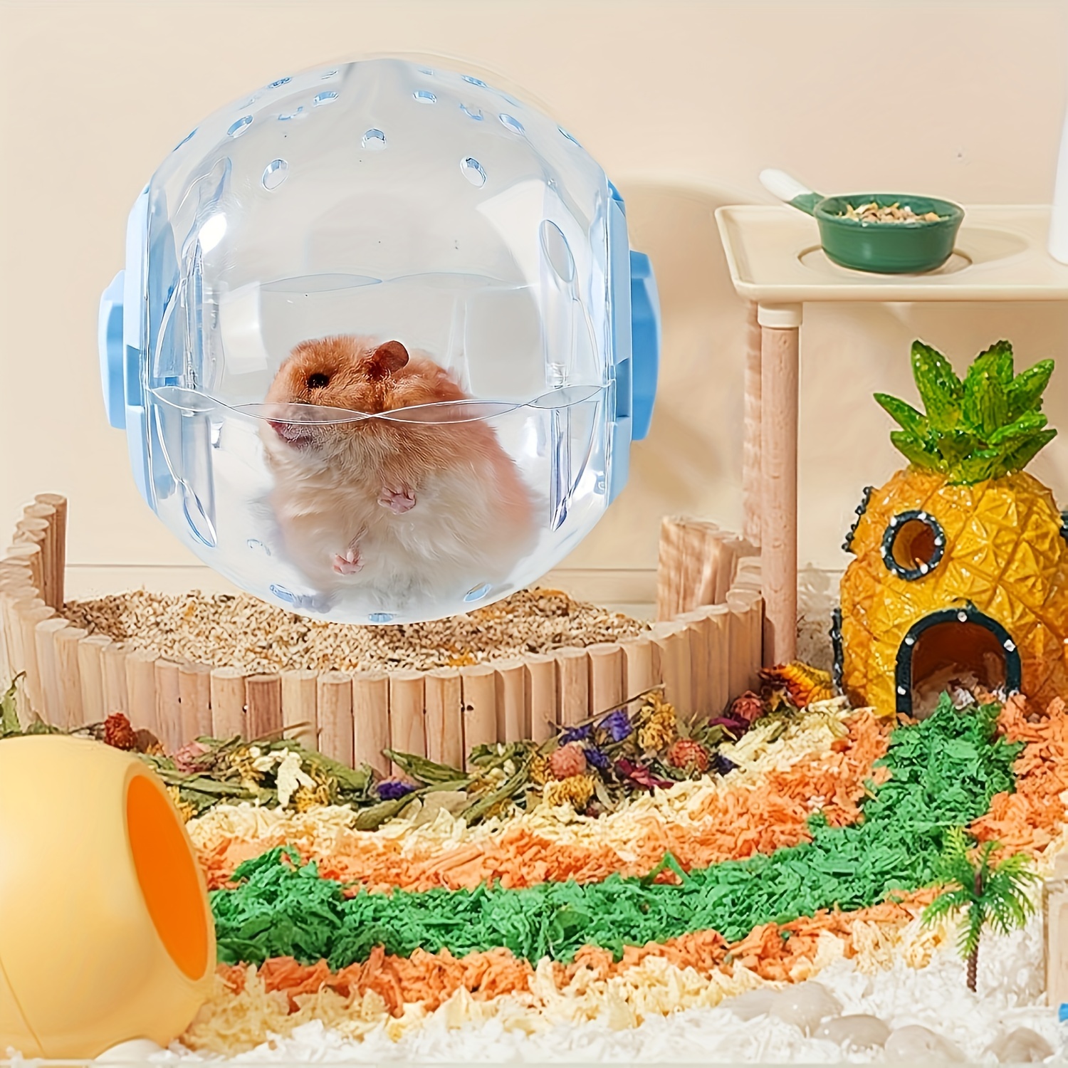 Cage de Hamster en boule de coton, petites boules colorées et