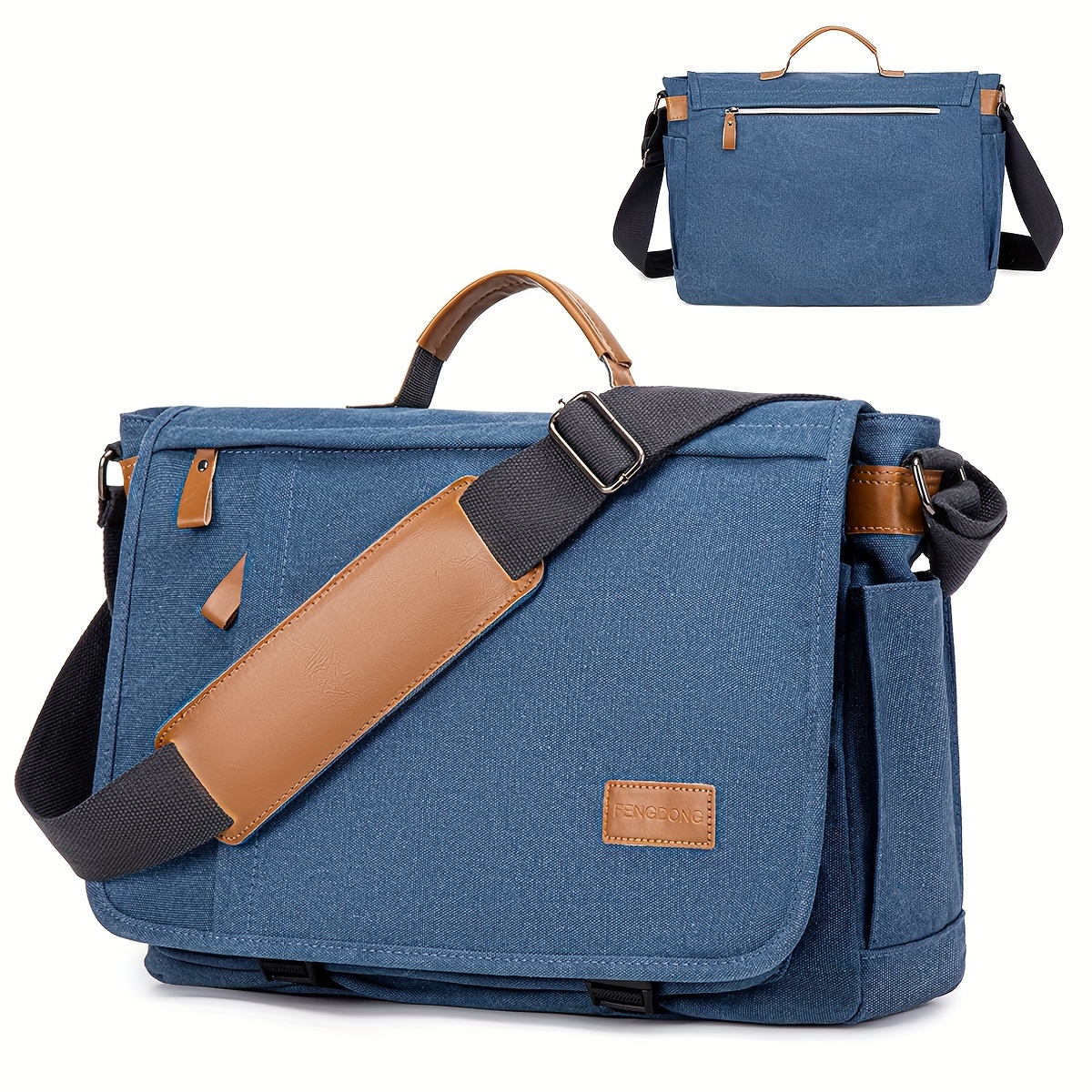 Buy S-Zone Vintage Canvas Messenger Bag School Shoulder Bag For 13.3-15Inch  Laptop Business Briefcase (Dark Gray) at