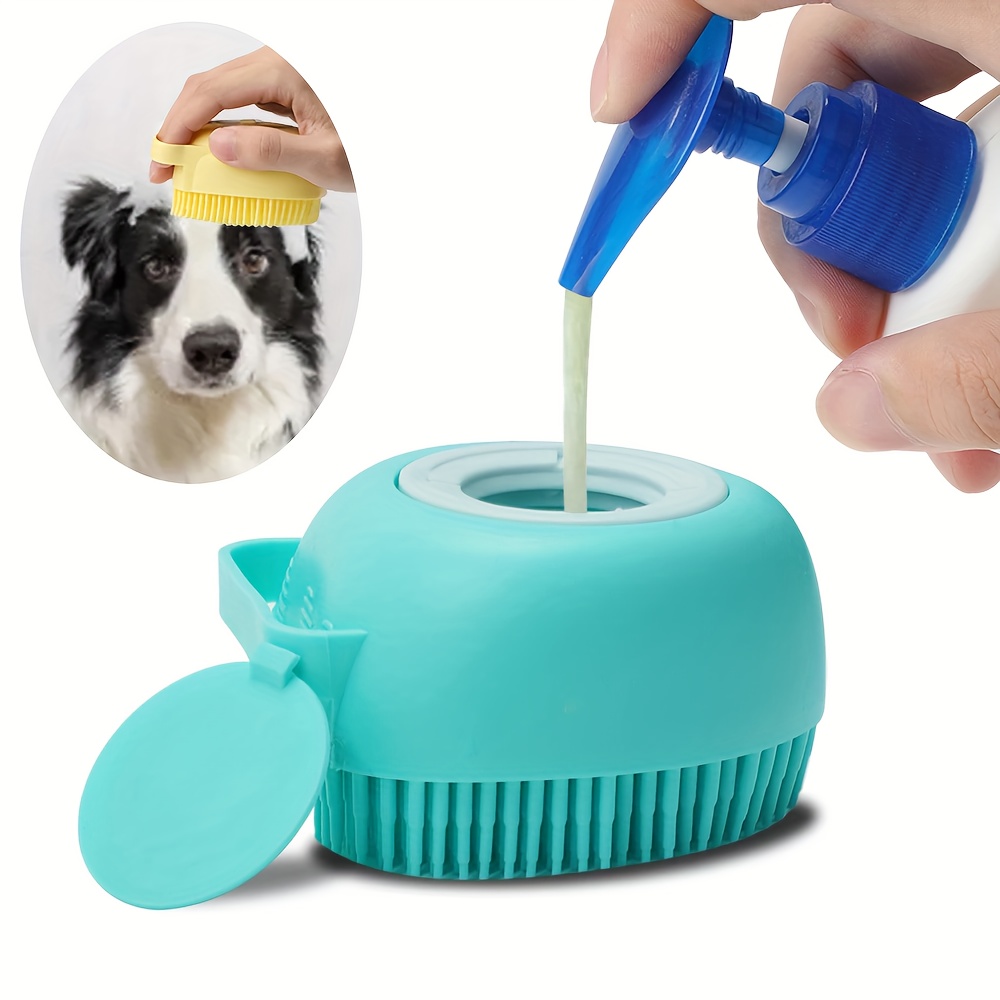 Silicone Dog Bathing Brush with Shampoo Storage