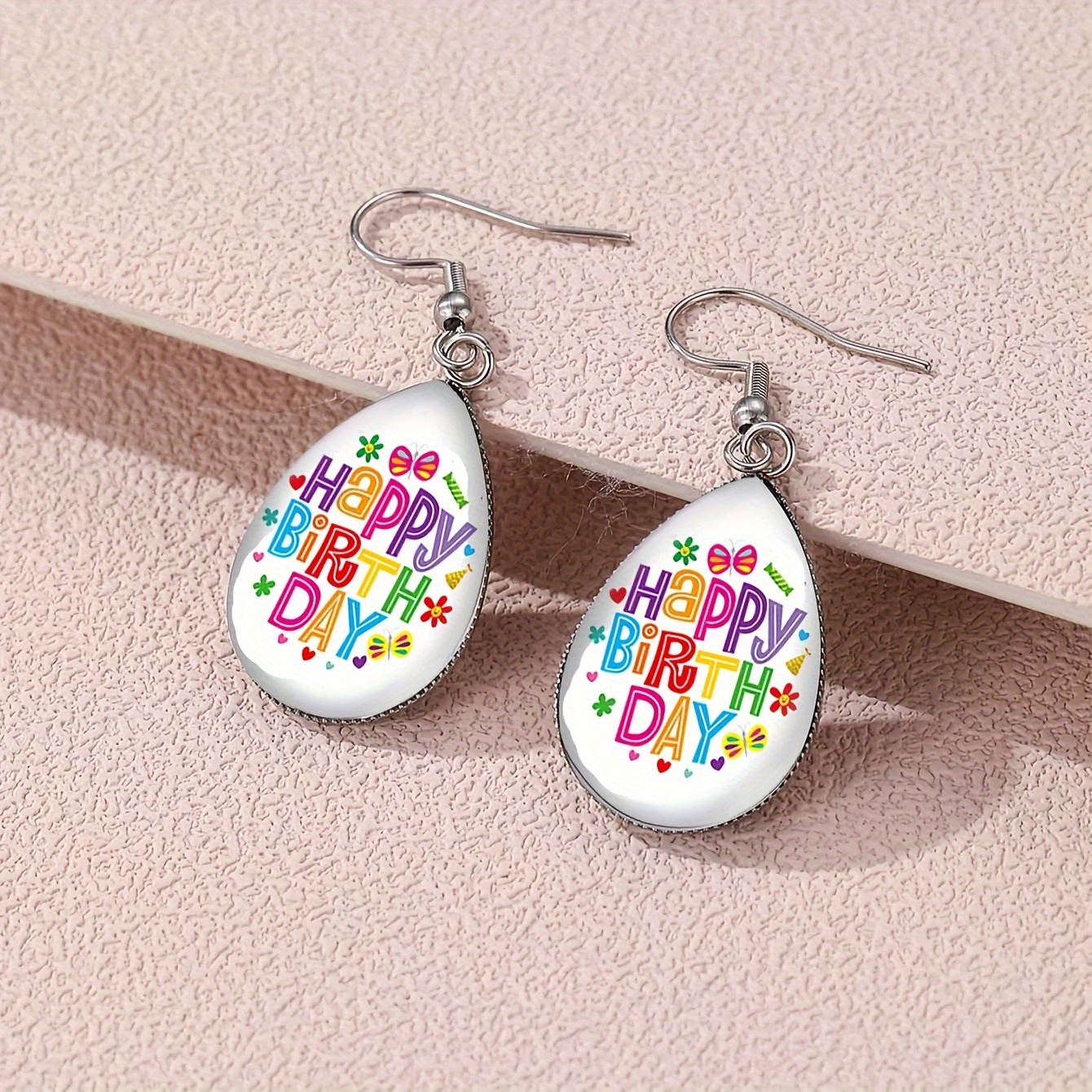 TEMU 1 Pair Of Happy Birthday Bohemian Anniversary Commemorative Birthday Party Earrings Gift