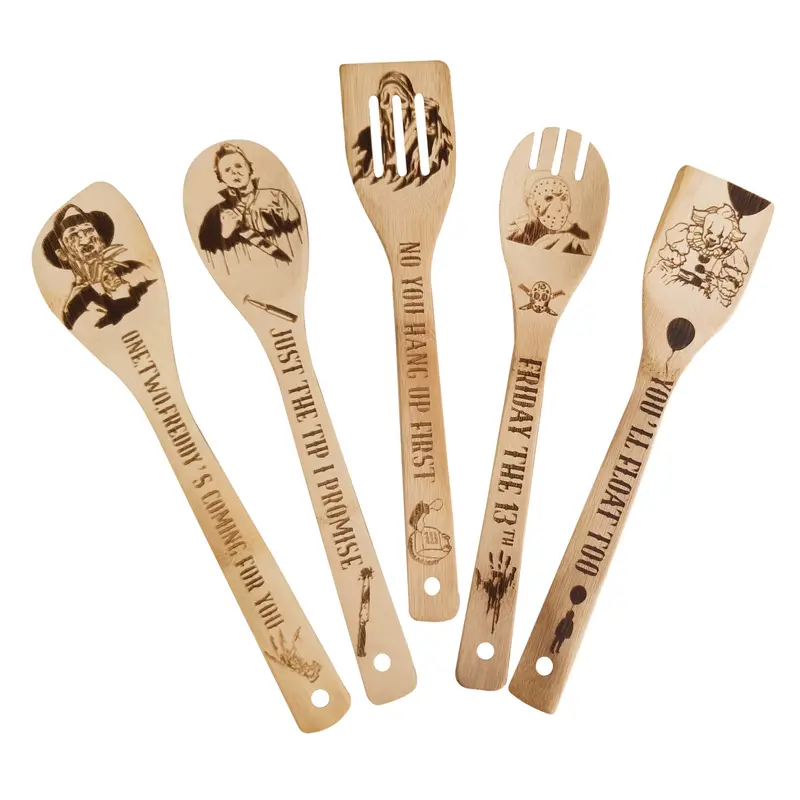 2 spoons and a spatula made from Bamboo! With super cute patterns