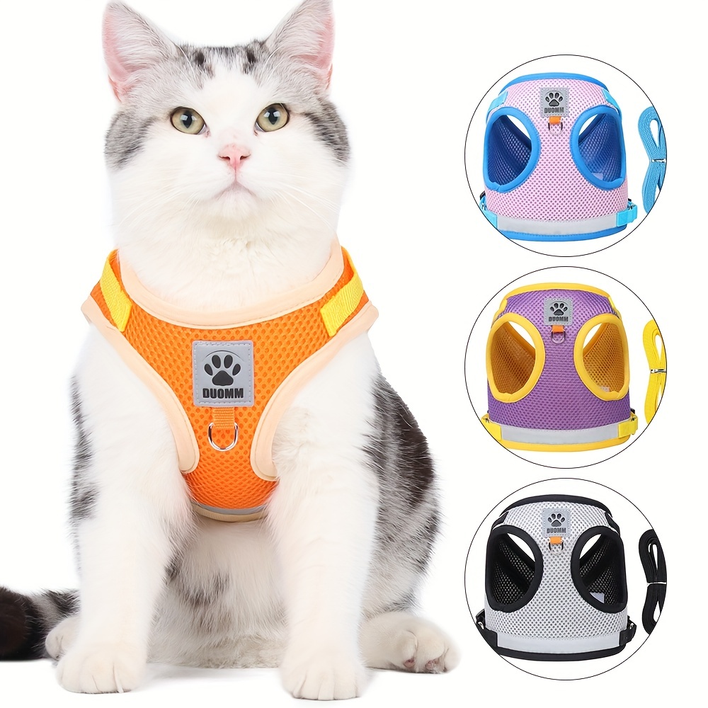 

Cat Harness, Anti Escape Cat Vest, Reflective And Breathable Adjustable Pet Harness Cat Traction Rope, Suitable For Outgoing And Traveling
