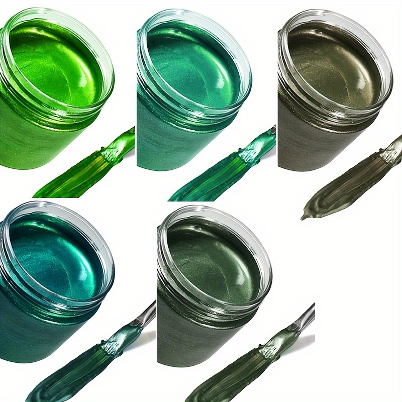 Green Series 2.47oz High Concentration Color Painting Metallic Paint Pearl Effect Water based Graffiti Paste DIY Waterproof Metallic Paint Fabric Paper Ceramic Wood Leather EVA Foam Paint