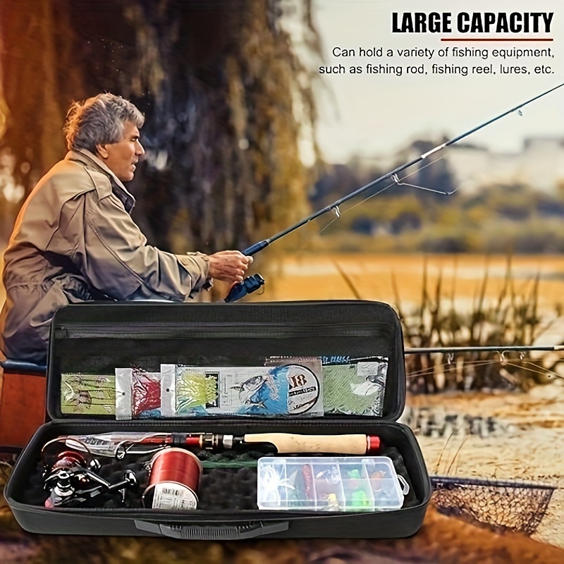 Portable Waterproof Hard EVA Case For Fishing Tackle Storage, 21 Inch  Fishing Rod Organizer Bag, Foam Interior Shockproof Travel Carry Bag