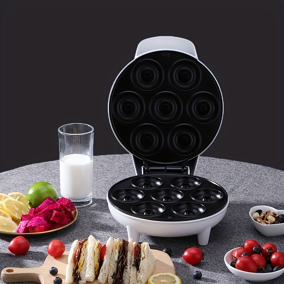 Small Donut Maker Machine for Kid-Friendly Breakfast, Snacks, Desserts &  More with Non-stick Surface, Makes 7 Doughnuts, Donut Print