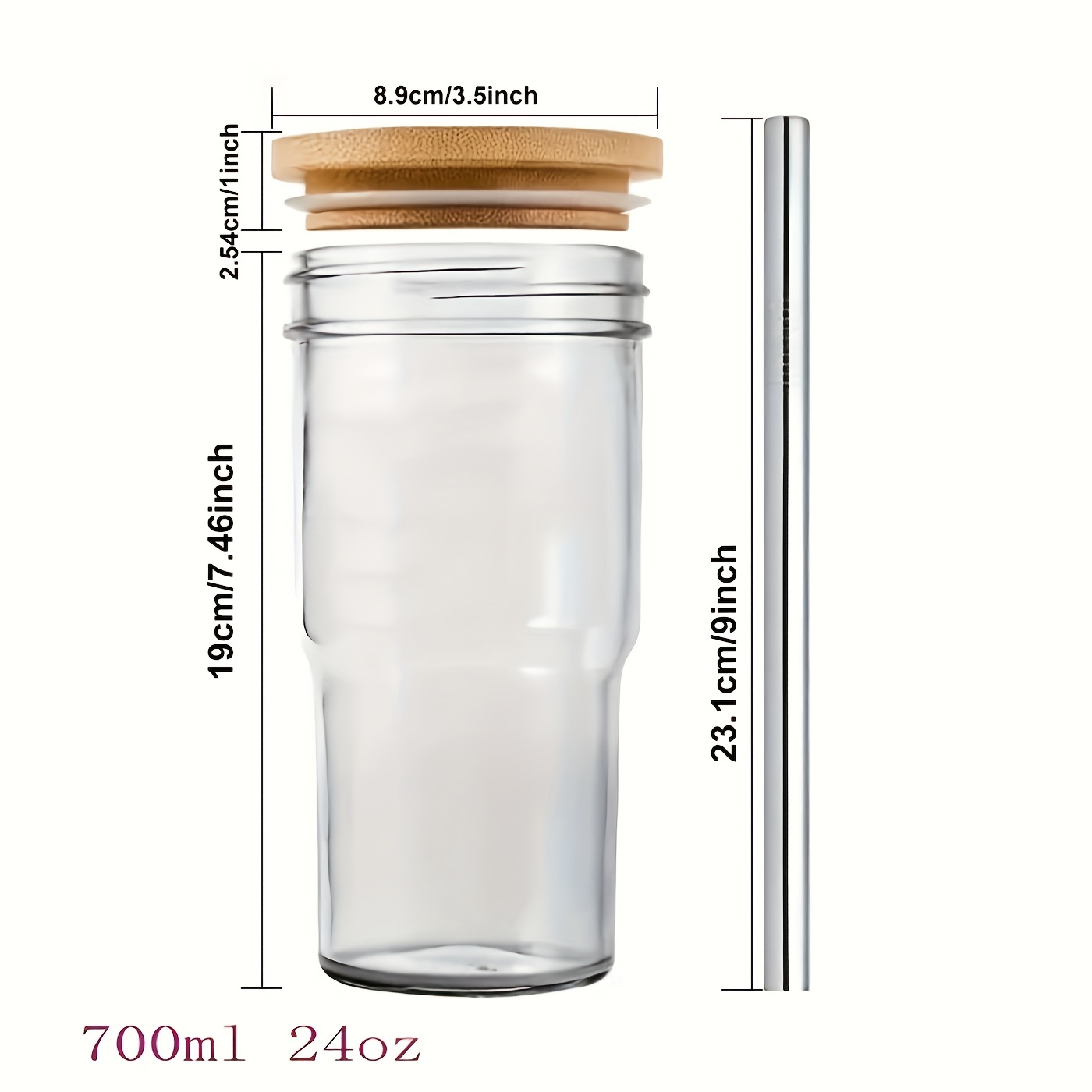 Reusable Glass Bottle With Bamboo Cover Straw And Brush - Temu