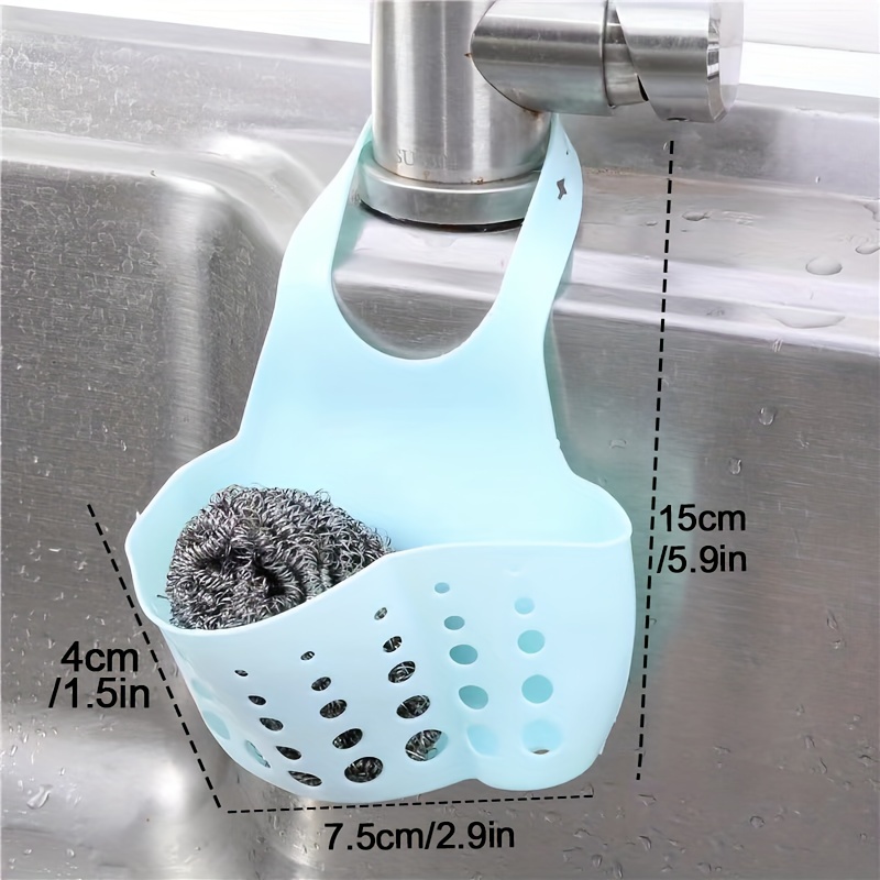 2pcs Sink Hanging Sponge Holder With Adjustable Silicone Sponge Bag For  Kitchen Organizer (blue/pink)