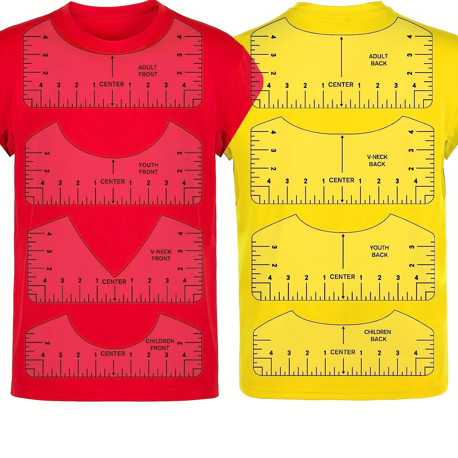 8 Pcs T-shirt Ruler Guide V Neck Alignment Tool To Center Designs  Measure-WG