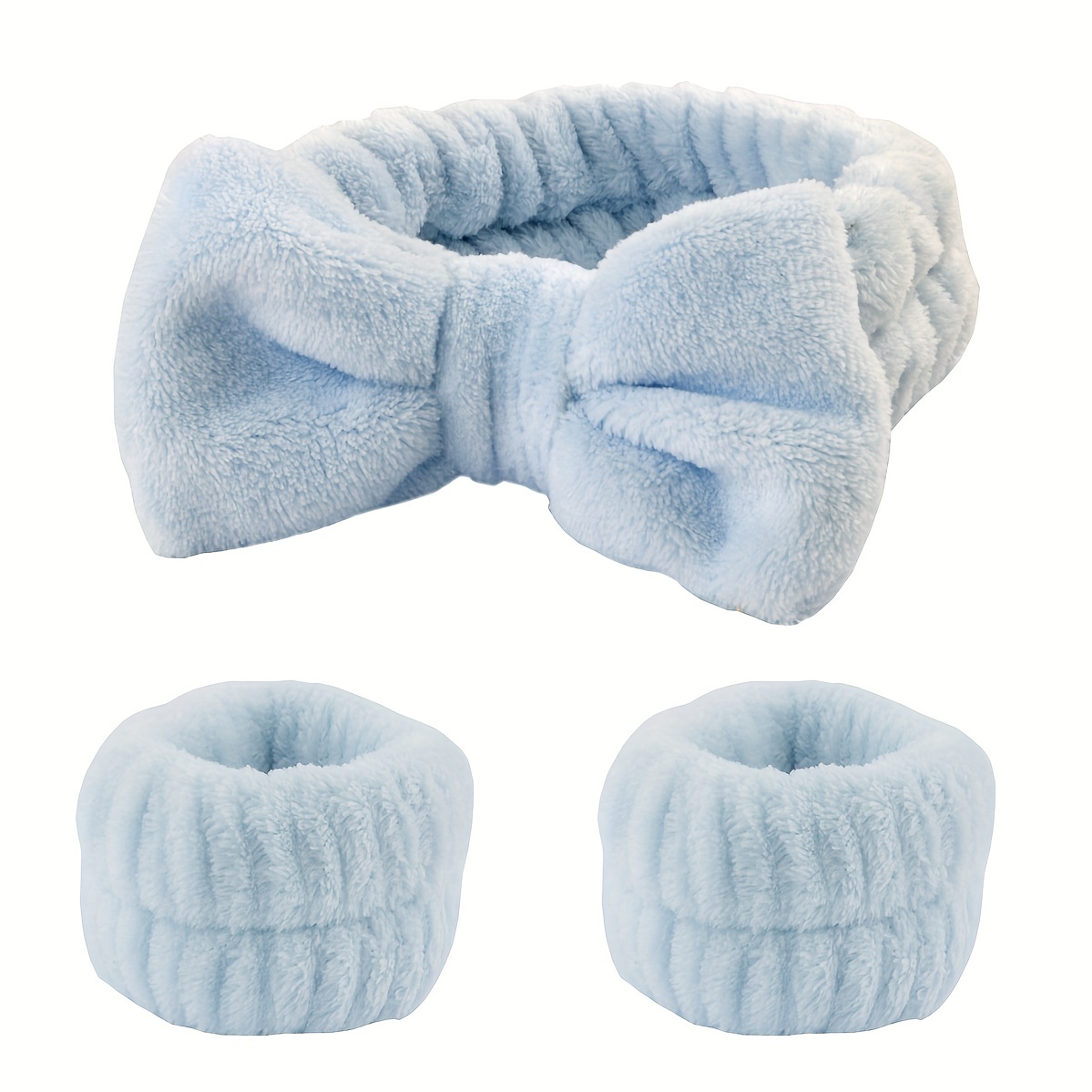 Soft Microfiber Coral Fleece Headband Wristband Set Women - Temu