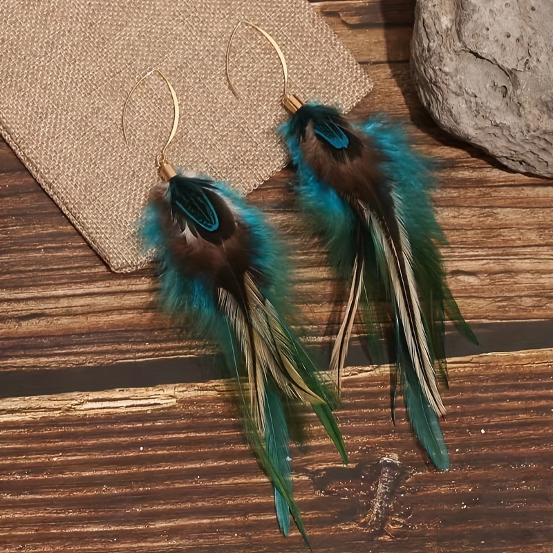 Ducktape and Chain Feather Earrings 