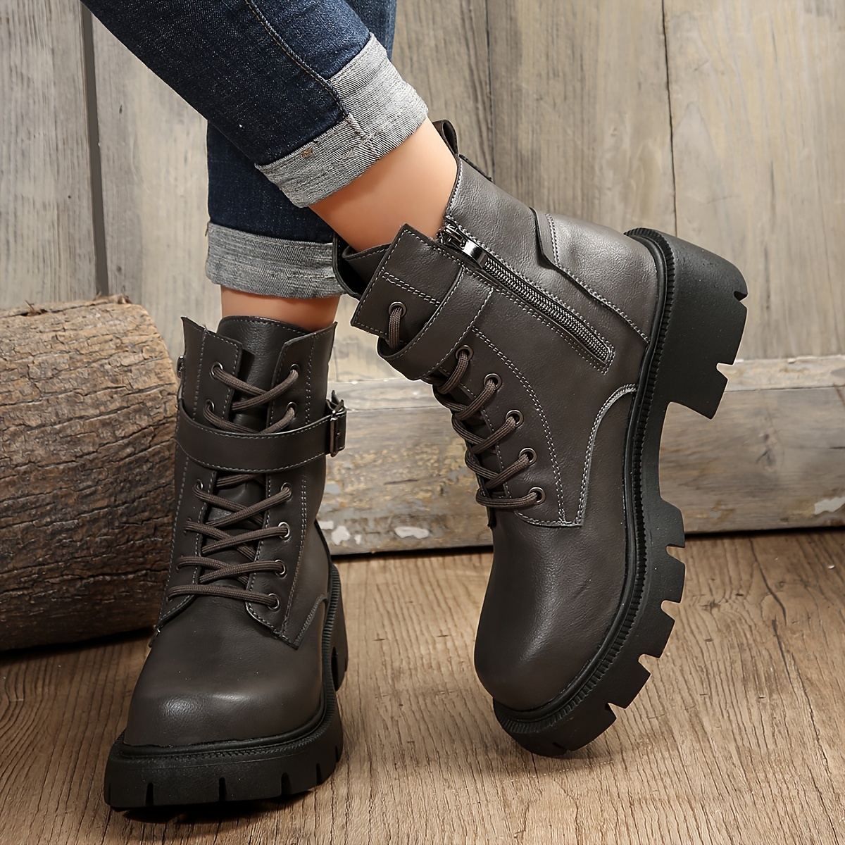 Chunky combat boot outlet heels