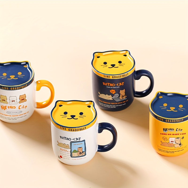 1pc, Cartoon Kitten Coffee Mug, 400ml/13.5oz Ceramic Coffee Cups, Cute  Kawaii Cat Water Cups, Summer Winter Drinkware, Home Kitchen Items,  Birthday Gi