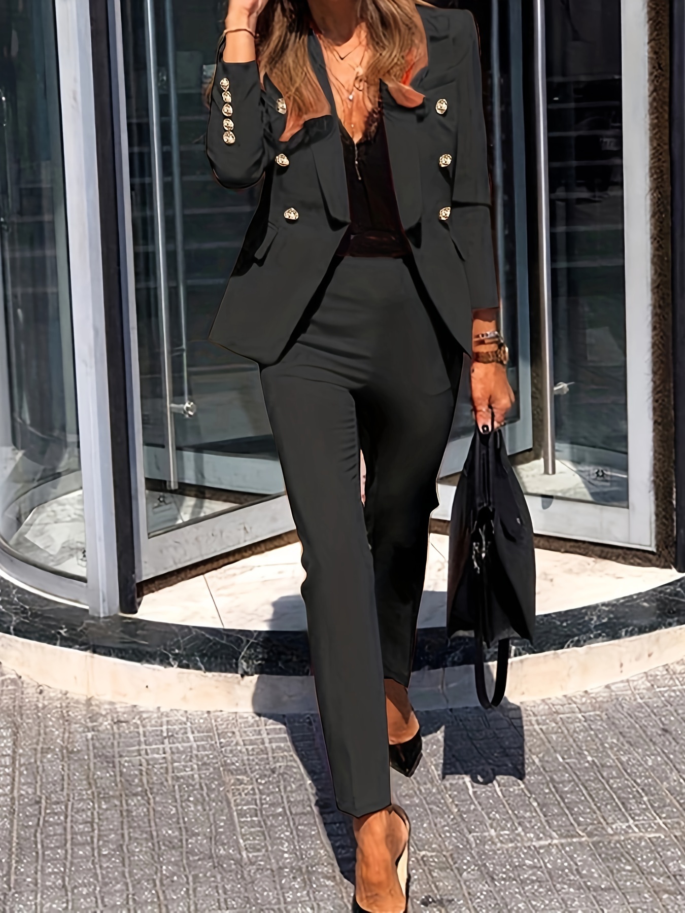 Skinny Leg Pants Suit for Women Womens Open Front Solid Blazer Two Piece  Business Blazer Pant Suit Set Outfits for Work, Black, Medium : :  Clothing, Shoes & Accessories