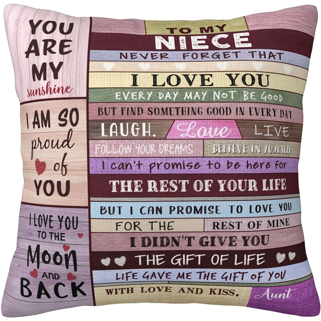 

1pc Niece From Auntie, Christmas Niece From Aunt, Niece, Birthday For Niece From Aunt, To My Niece From Aunt Throw Pillow Cover Short 18x18 Inch