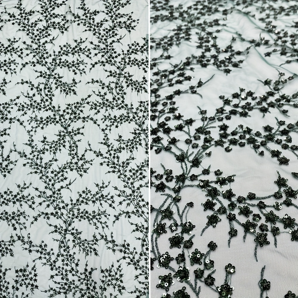 Polyester White Floral Embroidered Lace Fabric for Shirt and Dress