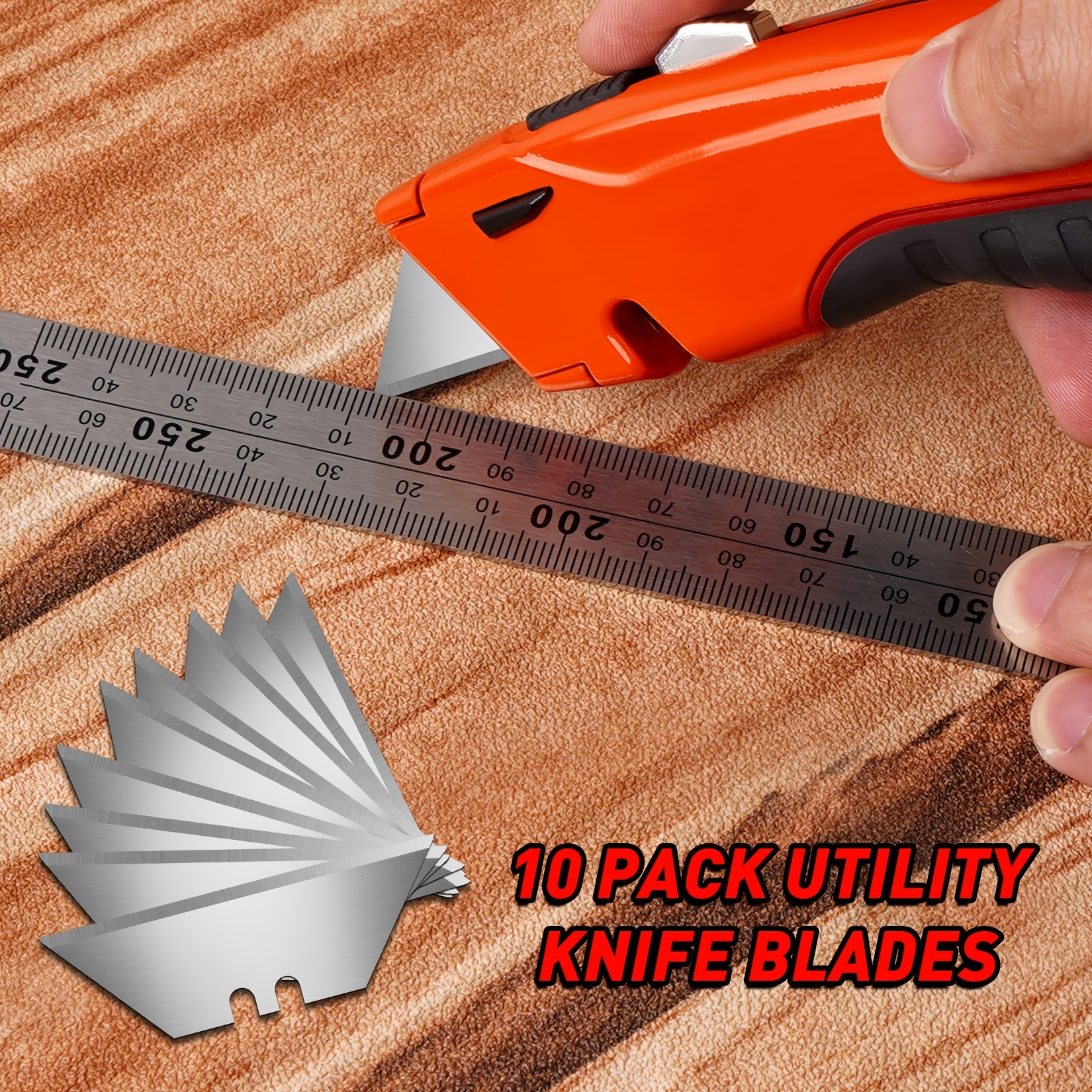 50 Utility Knife Blades Replacement Refills Standard Razor Box Carton Cutter Tool, Silver