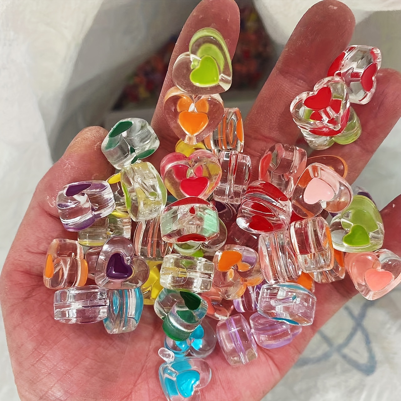 Clear Frosted Acrylic Candy Beads, bead in bead Loose Beads DIY