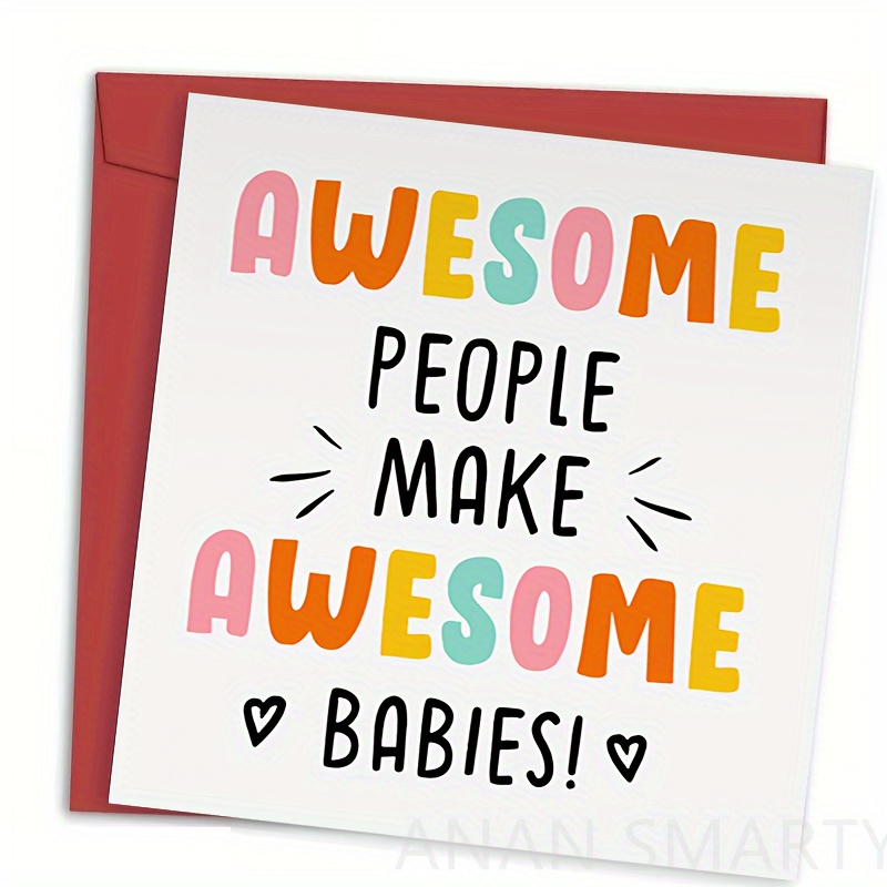 

Awesome People Awesome Babies Cute And Sweet Congratulations Card - Funny Unique New Baby Card For New Mom Dad, Baby Shower Congrats Gift, Birthday Card, 5.5*5.5in With Envelope