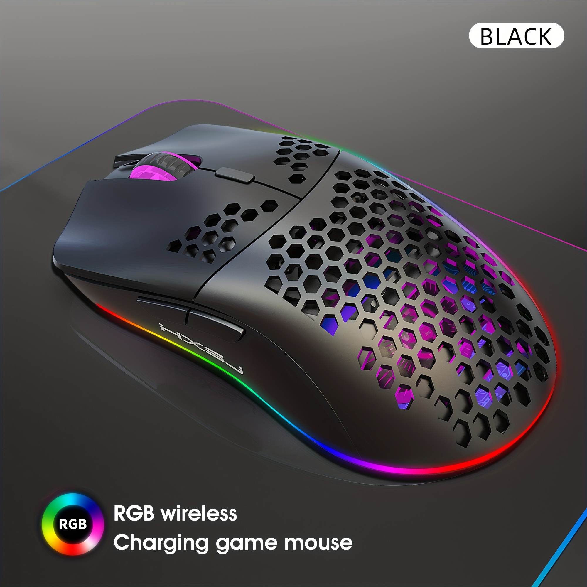  RGB Wireless Gaming Mouse,Ultra-Lightweight Honeycomb