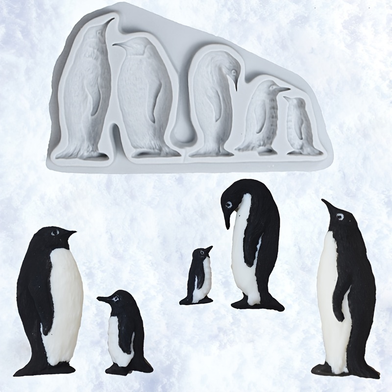 1pc Cute Penguin Shaped Silicone Ice Cube Tray With 4 Cavities