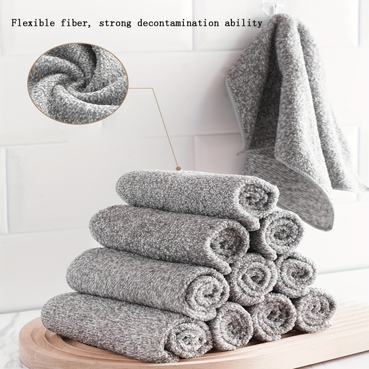 Bamboo Charcoal Fiber Dish Cloth for Kitchen Highly Absorbent