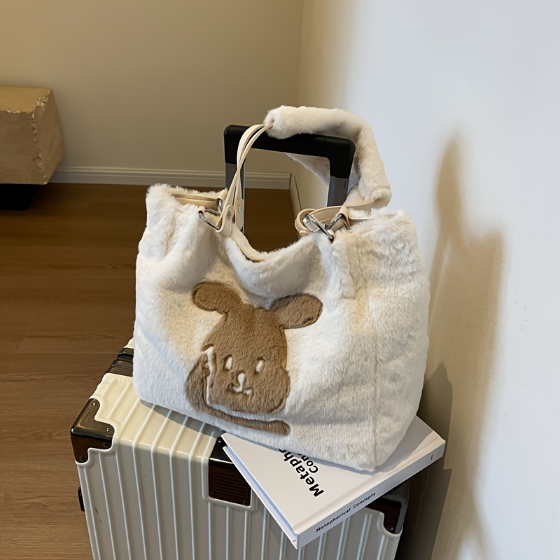 Cute Rabbit Plush Tote Bag Women s Autumn Winter Handbag Temu