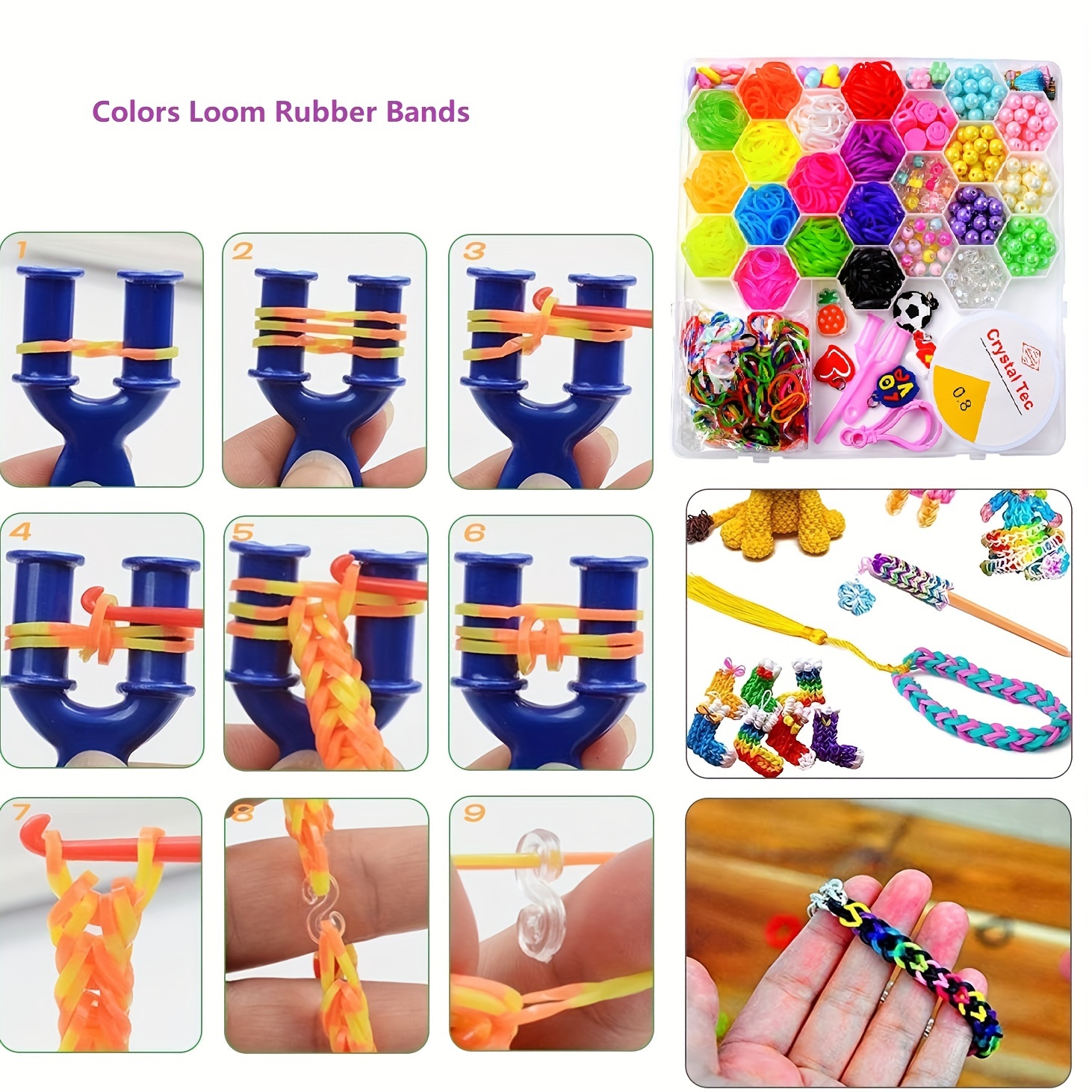 Diy Bracelet Making Kit Diy Loom Band Kit Colorful Rubber - Temu