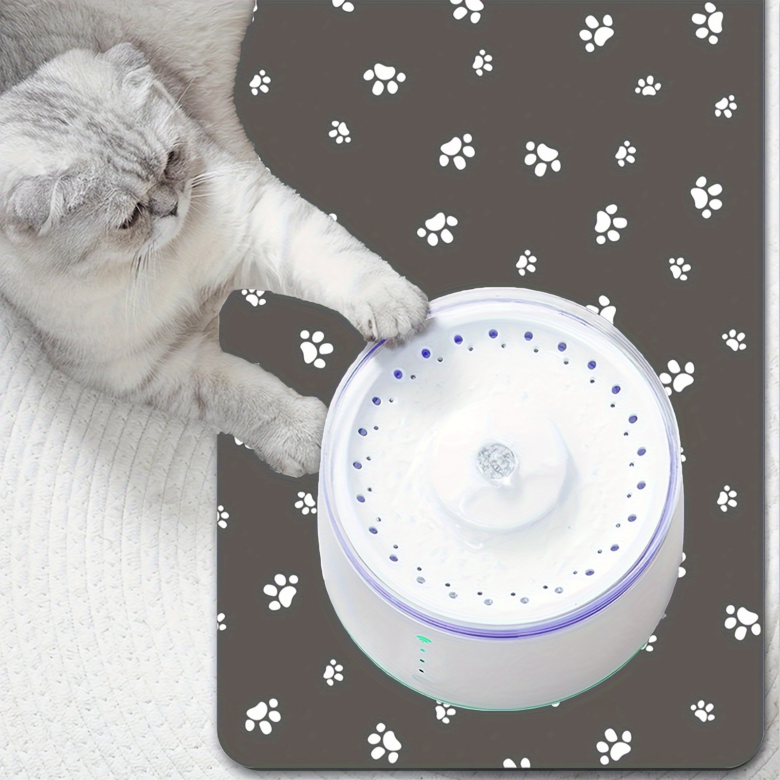 1pc Paw Print Cat Feeding Mat Super Absorbent Quick Dry Cat Food Mat With Non slip Backing Easy To Clean No Stain Pet Placemat Cat Bowl Mat