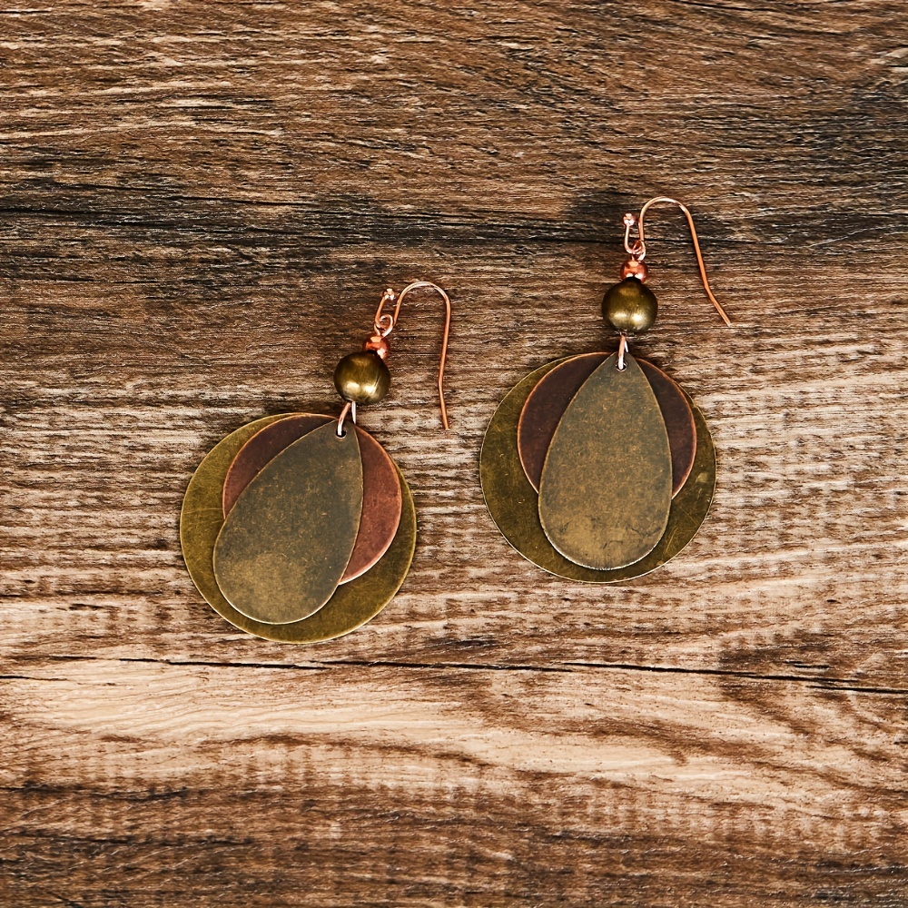 Bohemian Vintage Round Water Drop Shape 3 Layer Dangle Earrings