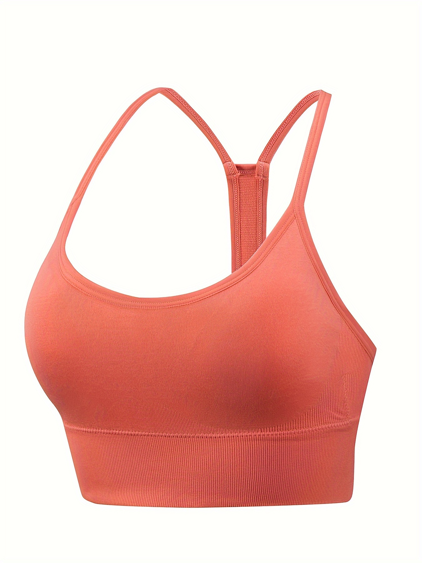 Seamless Solid Sports Bra Comfy Breathable Running Workout - Temu