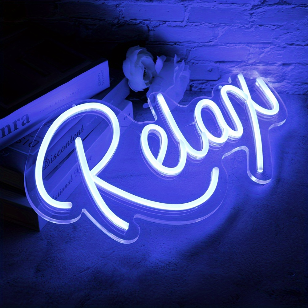 Relax Néon LED, Néon LED Relax Panneau Lumineux USB Acrylique Clair 3D Art  Décoratif pour Chambre, Dimmable, Blanc Chaud, 5V, 17.7x9.6 Inches