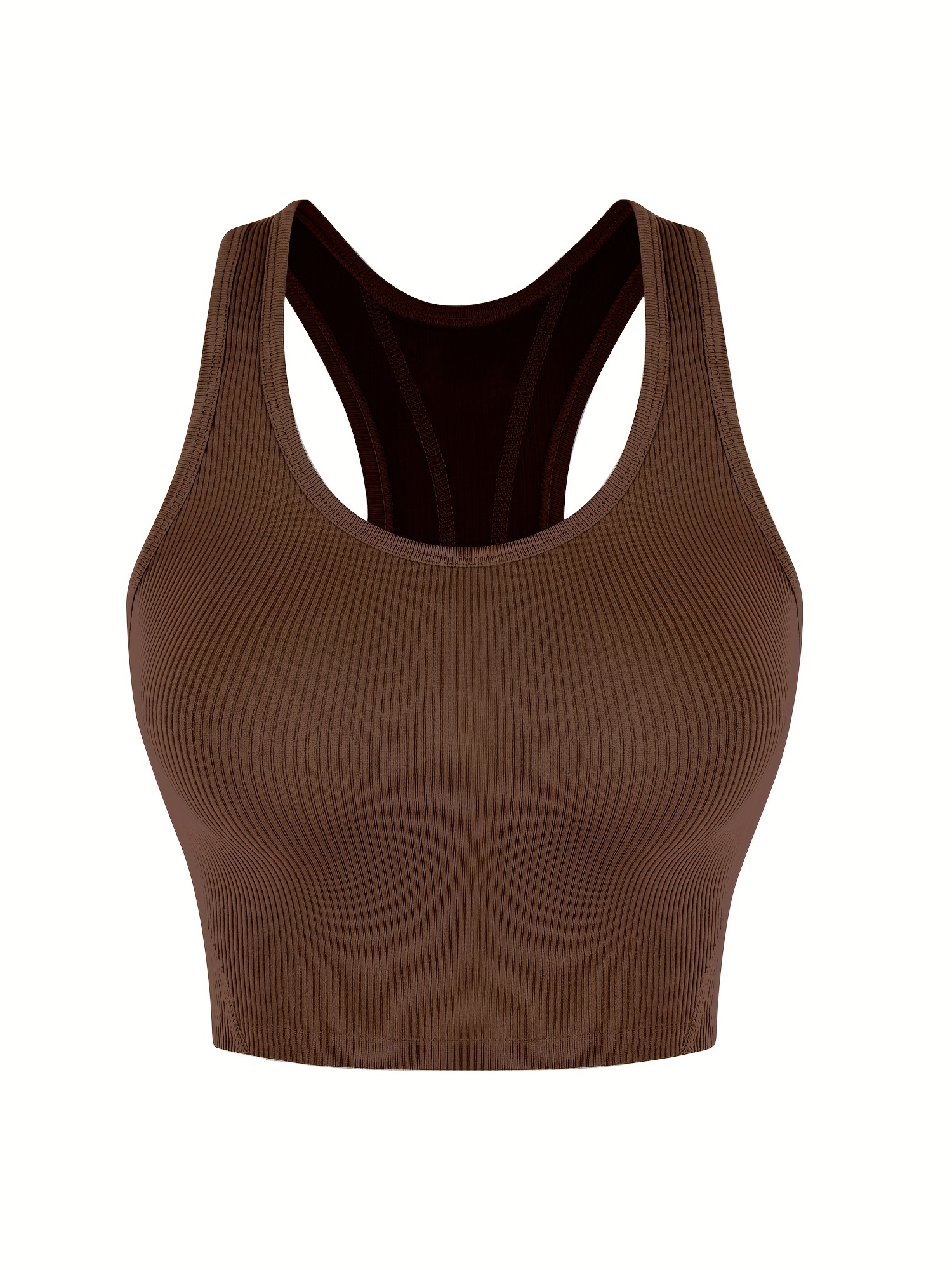 Abardsion Women's Crew Neck Racerback Knit Ribbed Basic Sleeveless Crop  Tank Tops (Brown,XS) at  Women's Clothing store
