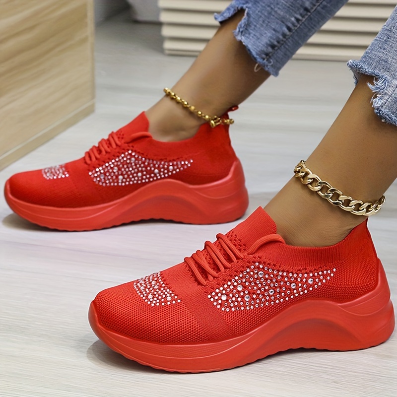 Women's Sequin Decor Sparkly Wedge Shoes, Fashion Lace Up Sneakers, Comfy  Thick Bottom Walking Shoes