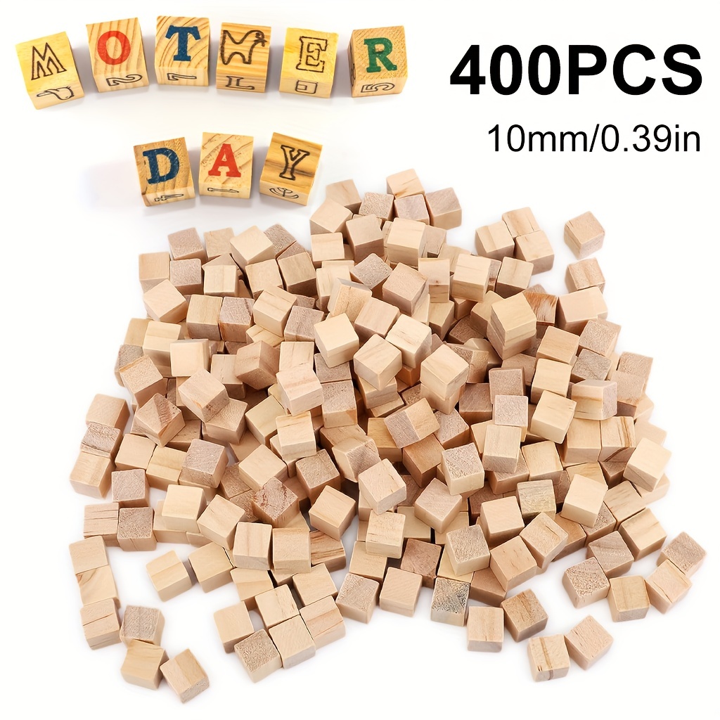 

400pcs/200pcs/100pcs/50pcs Small Wooden Cubes 1 X 1 X 1cm (0.4 X 0.4 X 0.4 Inch) Wood Cubes - Natural Pine Wood Blocks - Educational Craft Cubes For Diy, Stamps, Art & Crafts, Puzzles, Numbers