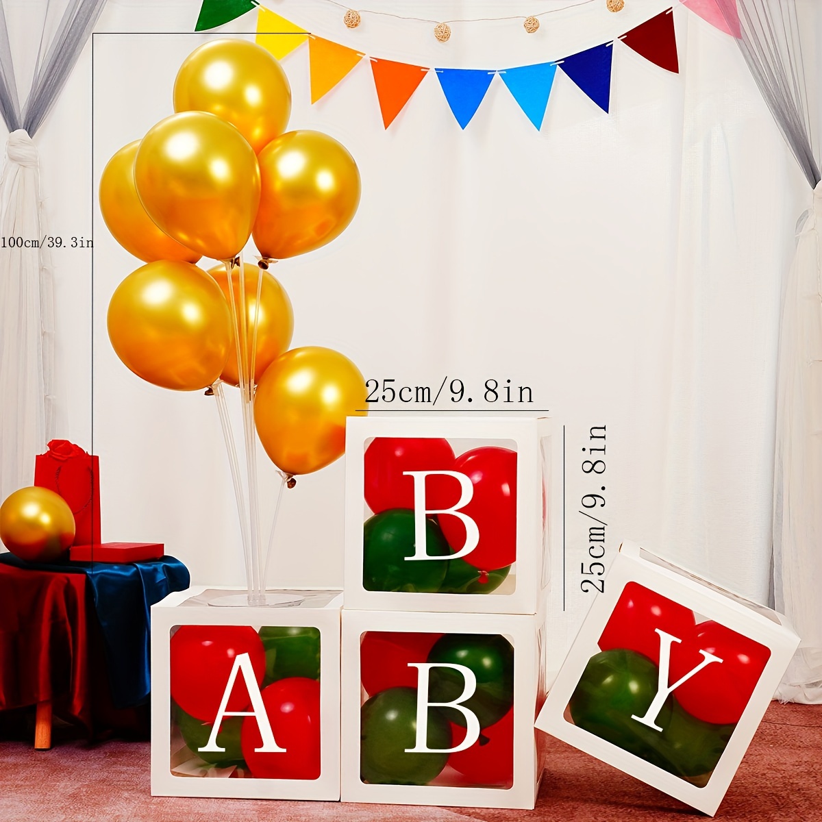 4pcs Caja Globos Transparente Blanca Cajas Bebé Letras Baby - Temu