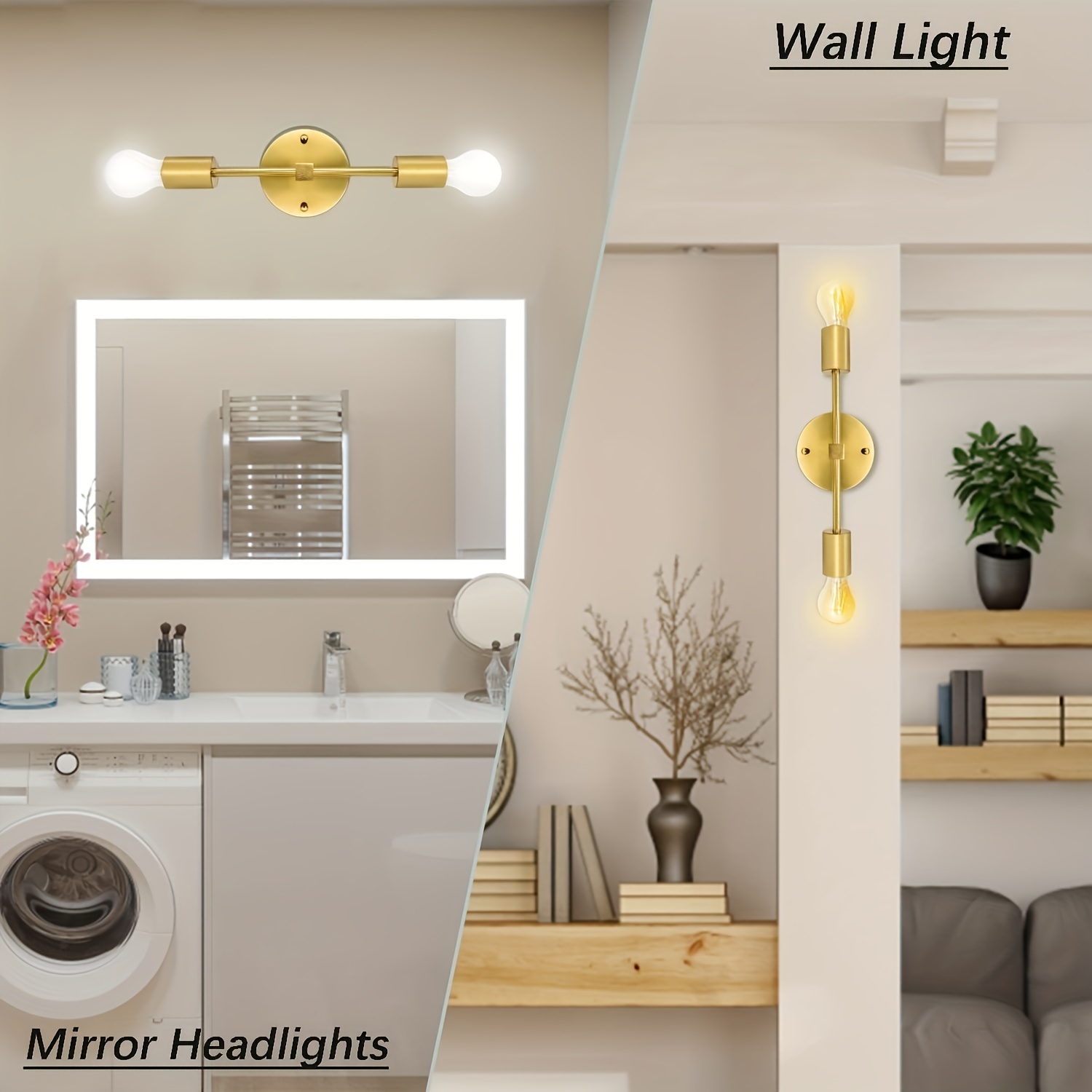Lámpara LED para tocador de baño, iluminación de maquillaje moderna,  lámpara frontal de espejo de 3 modos de color, luces de espejo para tocador  y