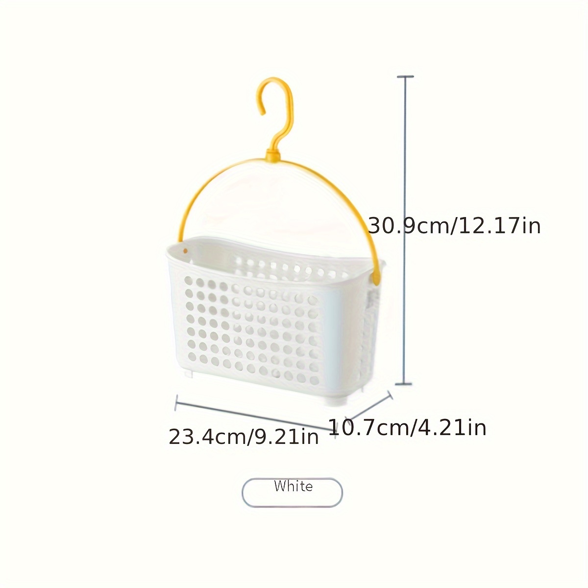 1pc White Hanging Storage Basket With Hook For Bathroom And Toilet, Plastic  Organizer Basket For Small Items