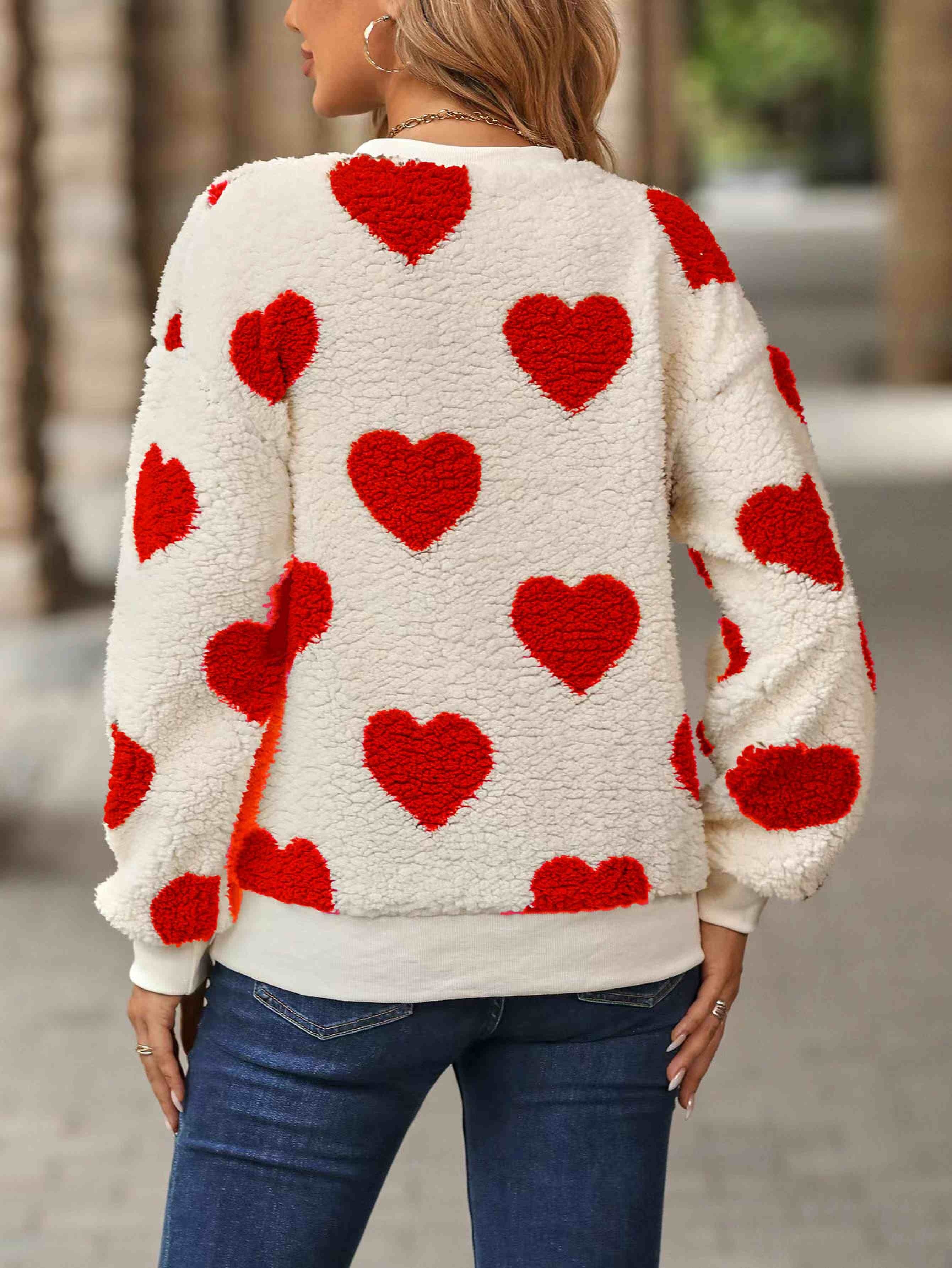 Red sweatshirt sale with white heart