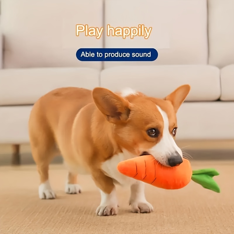 

1pc Carrot Design Pet Grinding Teeth Squeaky Plush Toy, Chewing Toy For Dog Interactive Supply