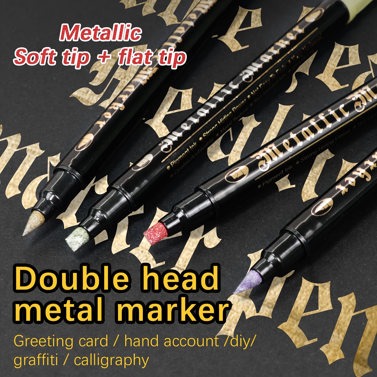 12 24 36 Colors Double ended Metal Texture Marker Pen - Temu