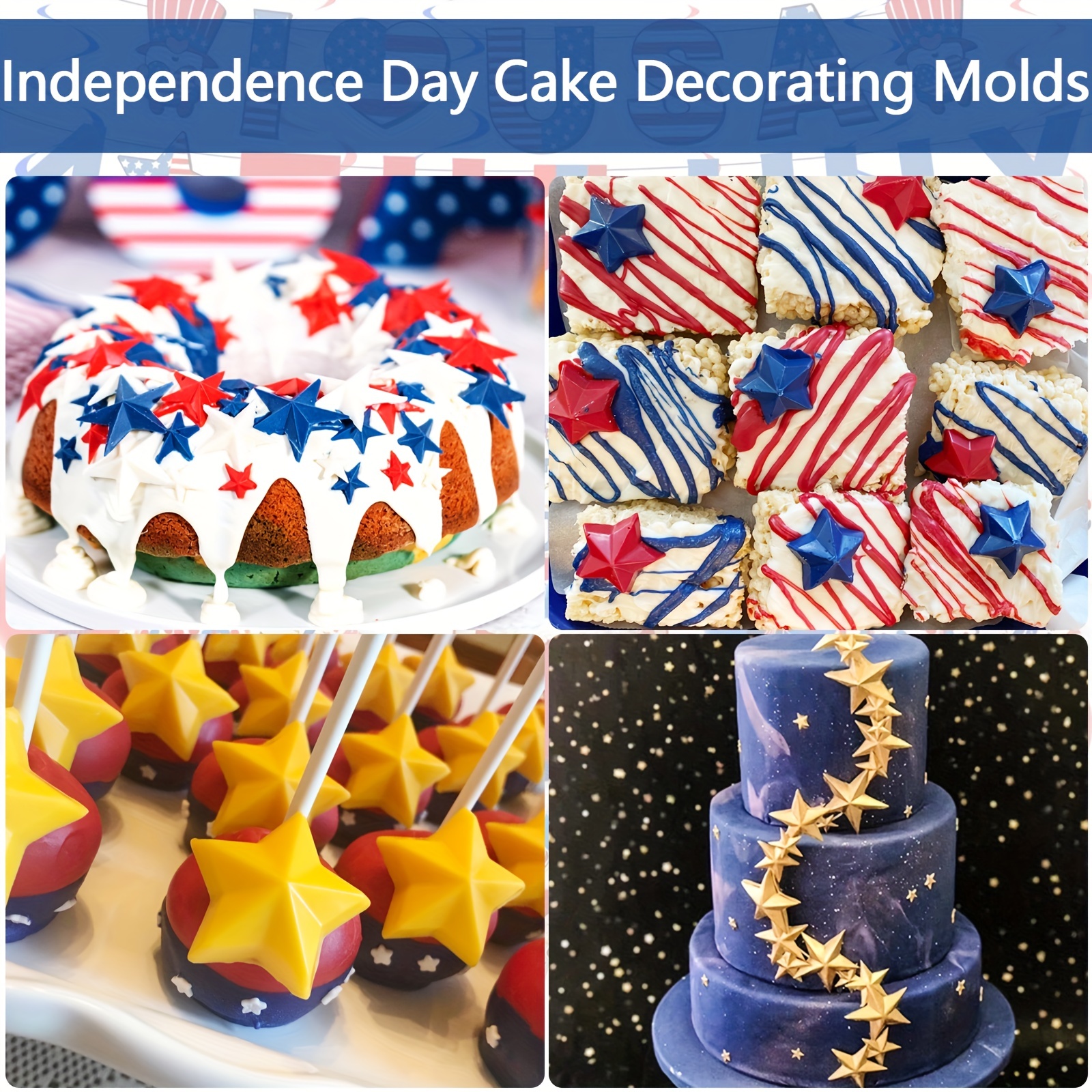 Star Chocolate Candy Mold  Silicone Patriotic Stars Mold for Cake