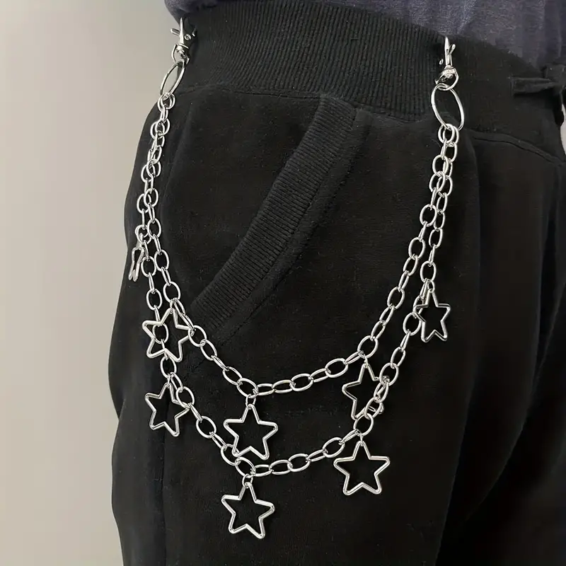 Star Double Layer Waist Chain Men's Decorative Pant Chain - Temu