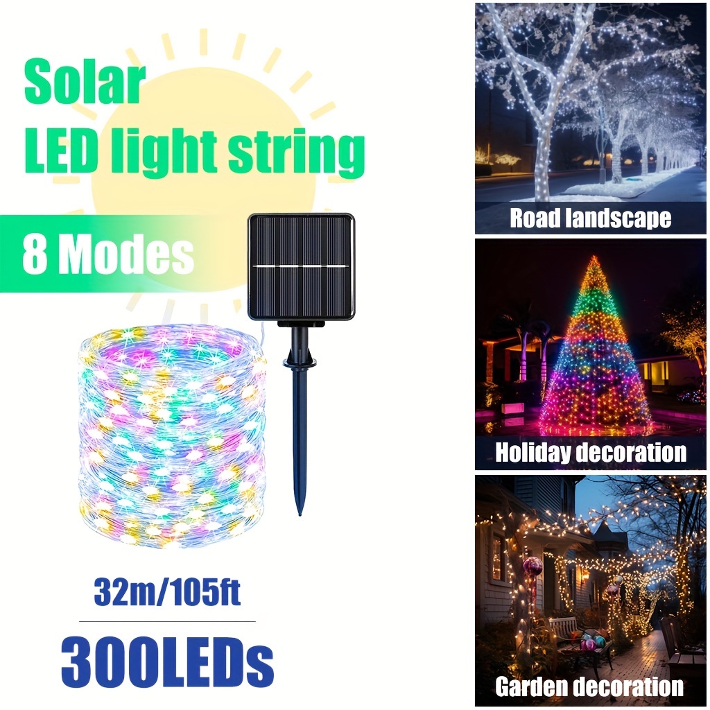 300 Light Beads Outdoor Solar Led String Lights Christmas - Temu