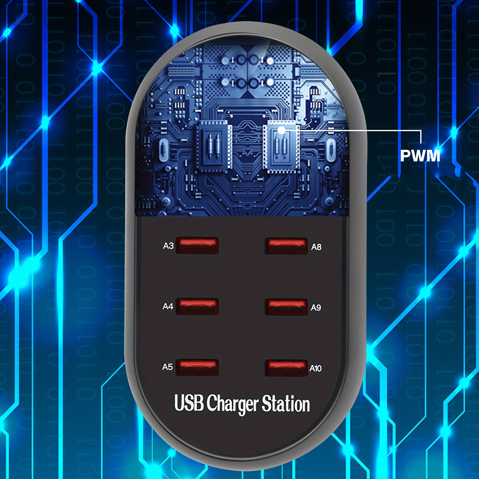 USB Charger USB Wall Charger with Rapid Charging Auto Detect Technology  Safety Guaranteed 10-Port Family-Sized Smart USB Ports for Multiple Devices