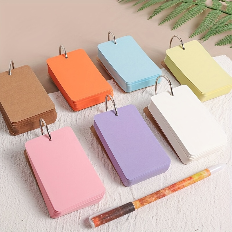1pc 80 Sheets Kawaii index cards Blank Page Flash Cards Blank Study Cards  With Binder Ring