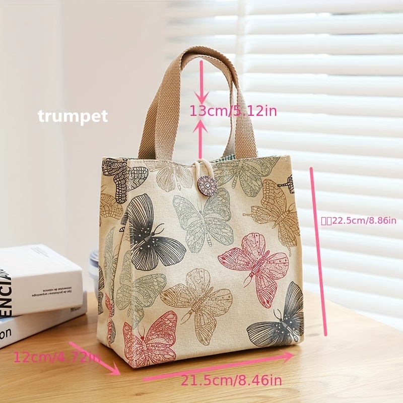 Cartoon Canvas Lunch Bag Butterfly Cat Bento Office Workers Mothers
